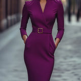 Bianca | Rochie elegantă neagră cu brâu