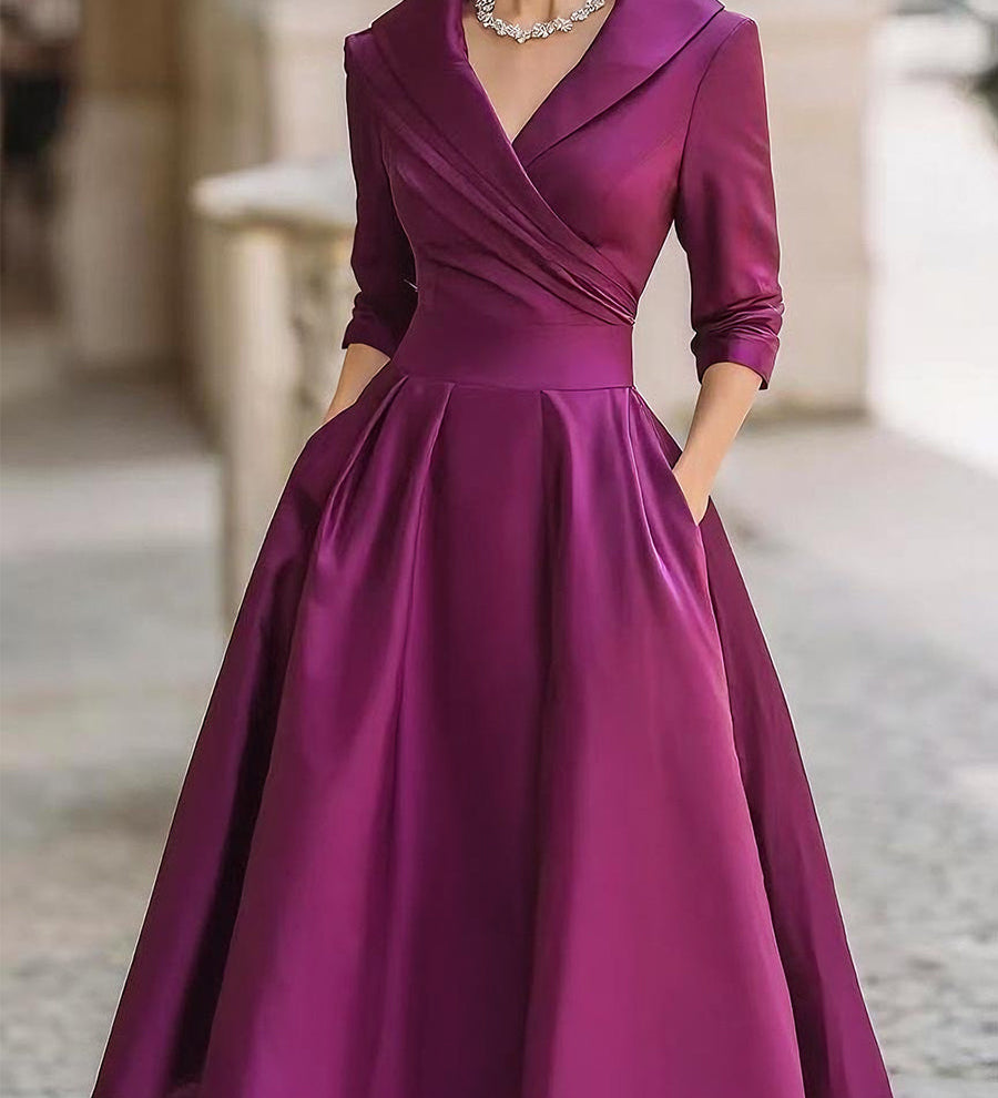 Camelia | Rochie midi din satin
