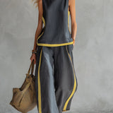 LEILA | Set elegant din vestă și pantaloni din bumbac și in