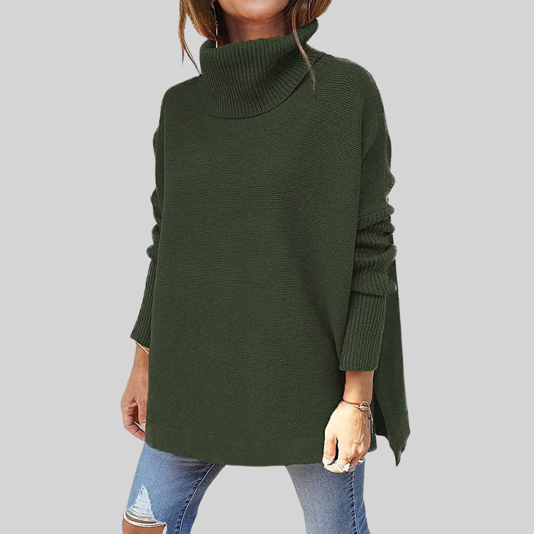 ANNELISE I Pulover oversized cu guler înalt