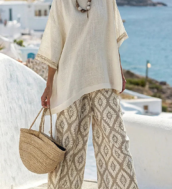 Marina | Set tunică și pantaloni fluizi din in premium