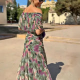 Luisa | Rochie lungă elegantă cu decolteu în V care evidențiază silueta