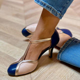 Alessia | Pantofi cu toc T-Strap Culoareați și confortabili cu vârf rotund