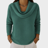 Pulover elegant cu guler drapat