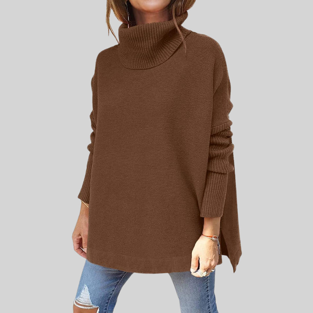 ANNELISE I Pulover oversized cu guler înalt