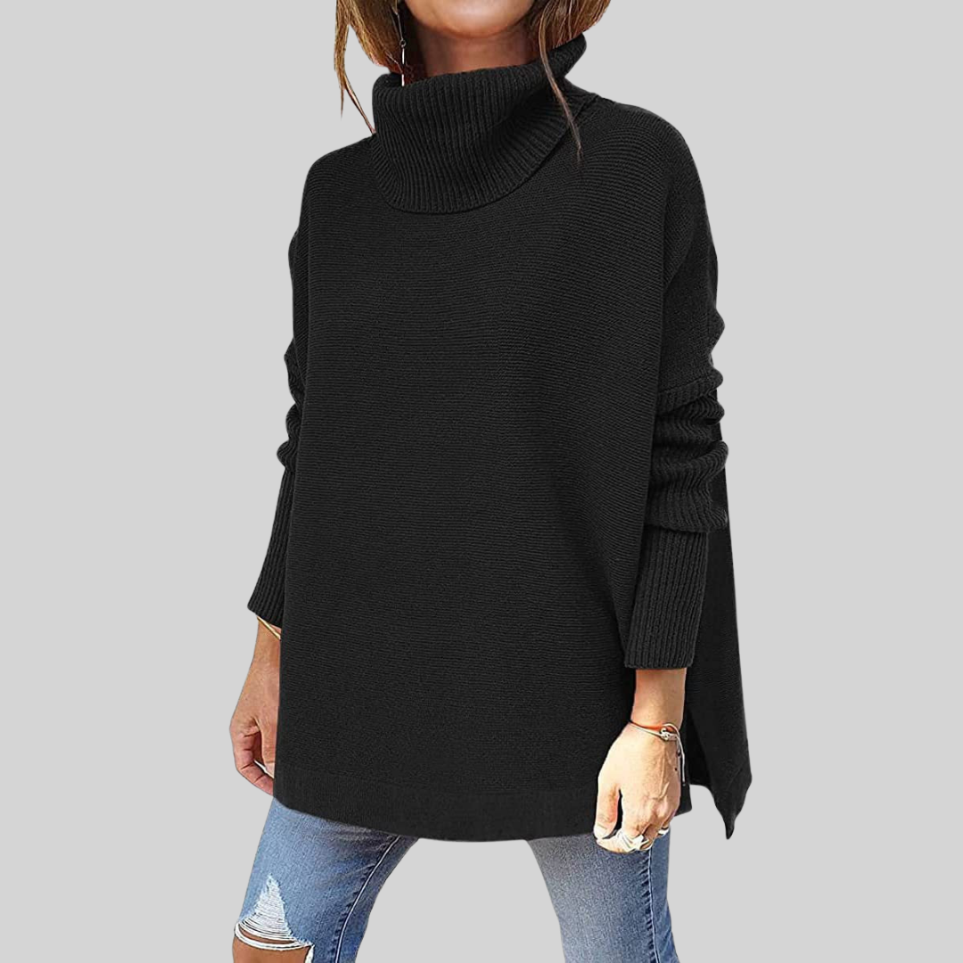 ANNELISE I Pulover oversized cu guler înalt