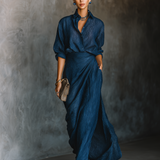 Roxana | Set Fustă Lungă și Cămașă Elegantă