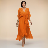 Rochie Monica din chiffon cu decolteu în V