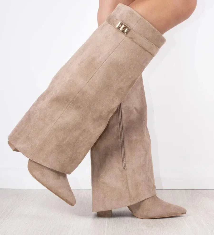 Alina - Botine Înalte cu Toc Elegant