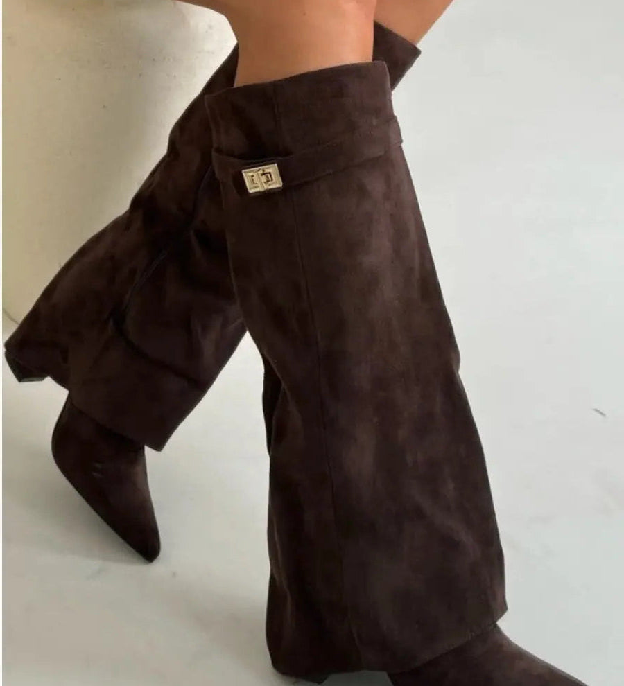 Alina - Botine Înalte cu Toc Elegant