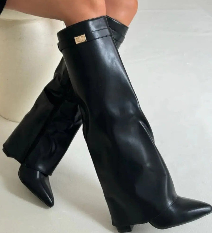 Alina - Botine Înalte cu Toc Elegant
