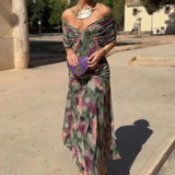 Luisa | Rochie lungă elegantă cu decolteu în V care evidențiază silueta