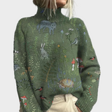Zara | Pulover cu guler înalt floral cald