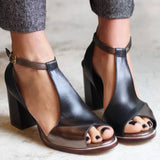 Nadaria | Sandale cu toc peep-toe din patchwork negru
