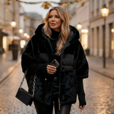 Larisa - Palton pufos supradimensionat cu glugă