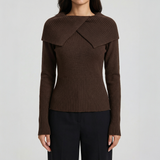 Pulover casual cu guler rotund