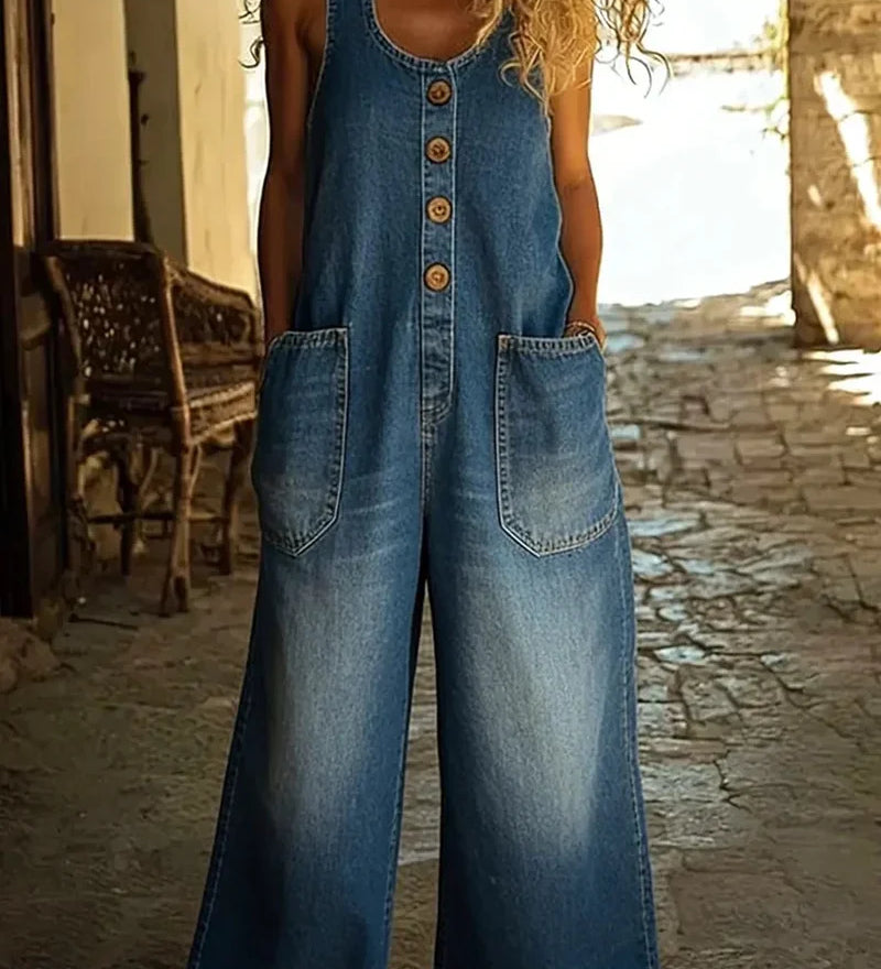 Liva – Salopetă din denim de bumbac cu aspect vintage